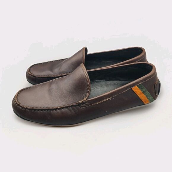 Ralph Lauren Mens Brown Leather Driving Loafers shoes sz 12 Made in Italy